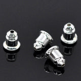 100x Earrings Silver Metal Plug Stud Stoppers Findings Post Bullet Backing Bulk