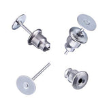 10pcs Earrings Silver Metal Plug Stud Stoppers Findings Post Bullet Backing