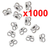 x1000 earrings silver metal friction butterfly stud stoppers findings post back bulk