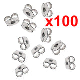 x100 earrings silver metal friction butterfly stud stoppers findings post back bulk