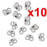 x10 earrings silver metal friction butterfly stud stoppers findings post back