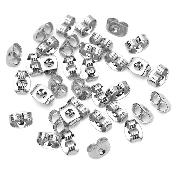 x1000 earrings silver metal friction butterfly stud stoppers findings post back bulk
