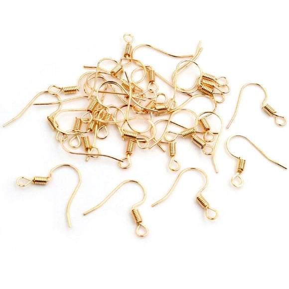100x Gold Earrings Ear Wire Metal French Shepherd Hook Findings Bulk
