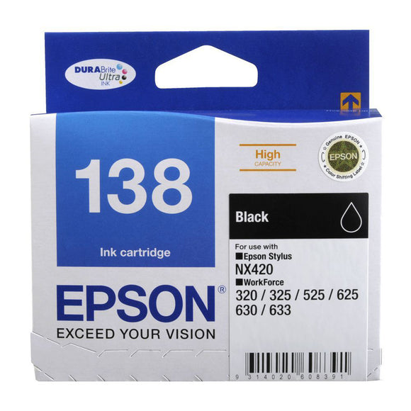 GENUINE Original Epson 138 Black Ink Cartridge T138192 Stylus WorkForce