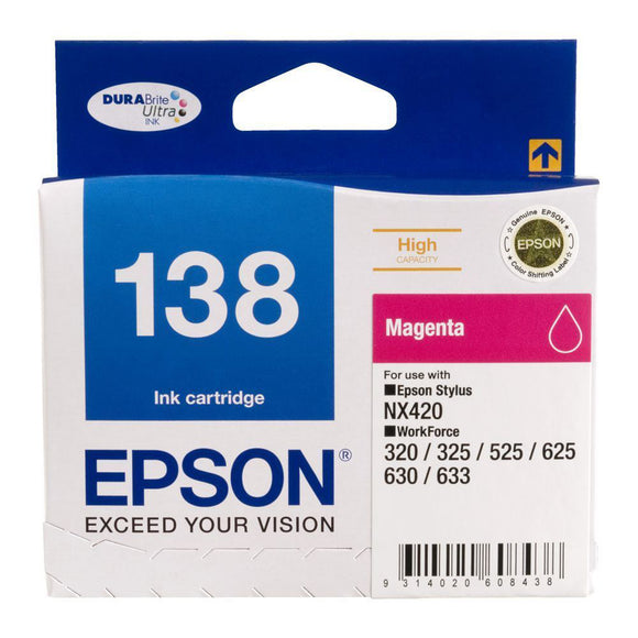 GENUINE Original Epson 138 Magenta Ink Cartridge Toner T138392 Stylus WorkForce