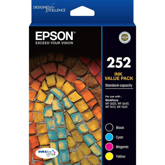 GENUINE Epson 252 4 color Value Pack Ink WF-3620 WF-3640 WF-7610 WF-7620 T252692