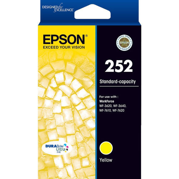 GENUINE Epson 252 Yellow Ink Cartridge WF-3620 WF-3640 WF-7610 WF-7620 T252492