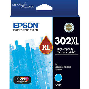 GENUINE Original Epson 302XL Cyan Ink Cartridge Toner Claria Premium T01Y292