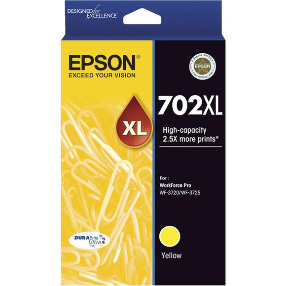 GENUINE Original Epson 702XL Yellow Ink Cartridge WF-3720 WF-3725 T345492