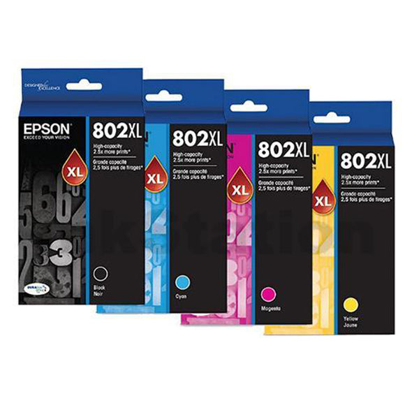 GENUINE Original Epson 802XL 4 Colours Value Pack High Capacity Ink Cartridge