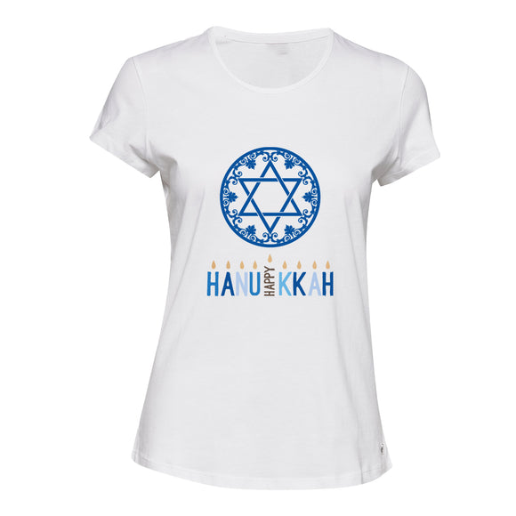 Star Of David Hanukkah Jewish Festival White Ladies Women T Shirt Tee Top Female