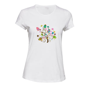 Happy Cute Easter Colourful Egg Tree White Ladies Women T Shirt Tee Top Female