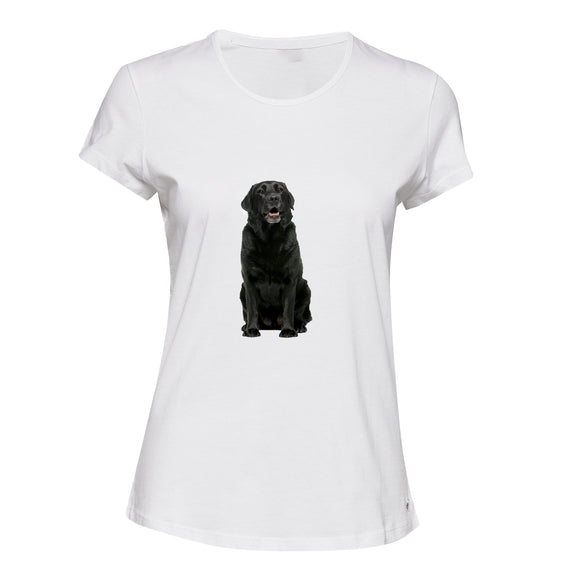 Cute Black Labrador Dog White Female Ladies Women T Shirt Tee Top