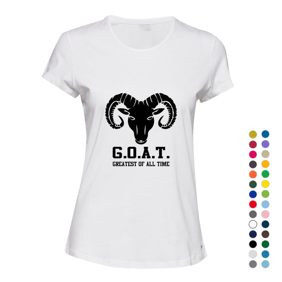 GOAT Greatest Of All Time Bighorn Sheep Head Ladies Women T Shirt Tee Top