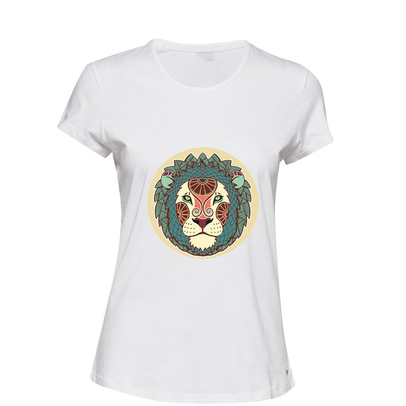 Lion Head Leo King Jungle Zodiac Horoscope White Ladies Women T Shirt Tee Top
