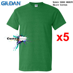 5 Packs Gildan T-SHIRT Blank Plain Basic Men Heavy Cotton (Antique Irish)