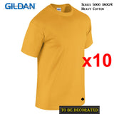 10 Packs Gildan T-SHIRT Basic Tee S - 5XL Small Big Men Heavy Cotton (Gold)