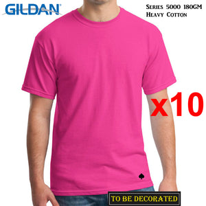 10 Packs Gildan T-SHIRT Basic Tee S - 5XL Small Big Men Heavy Cotton (Heliconia)