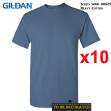 10 Packs Gildan T-SHIRT Basic Tee S - 5XL Small Big Men Heavy Cotton (Indigo Blue)