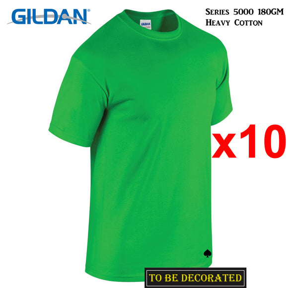 10 Packs Gildan T-SHIRT Basic Tee S - 5XL Small Big Men Heavy Cotton (Irish Green)