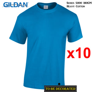 10 Packs Gildan T-SHIRT Basic Tee S - 5XL Small Big Men Heavy Cotton (Sapphire)