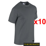 10 Packs Gildan T-SHIRT Basic Tee S - 5XL Small Big Men Heavy Cotton (Charcoal)