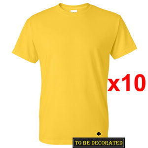 10 Packs Gildan T-SHIRT Basic Tee S - 5XL Small Big Men Heavy Cotton (Daisy Yellow)