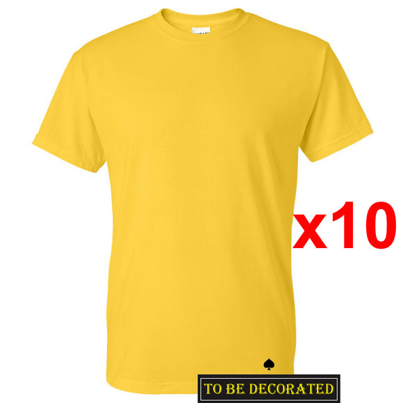 10 Packs Gildan T-SHIRT Basic Tee S - 5XL Small Big Men Heavy Cotton (Daisy Yellow)
