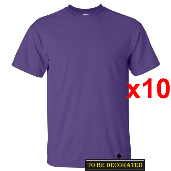 10 Packs Gildan T-SHIRT Basic Tee S - 5XL Small Big Men Heavy Cotton (Purple)