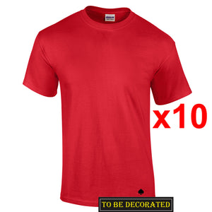 10 Packs Gildan T-SHIRT Basic Tee S - 5XL Small Big Men Heavy Cotton (Red)