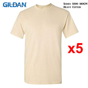 5 Packs Gildan T-SHIRT Blank Plain Basic Tee Heavy Cotton (Sand)