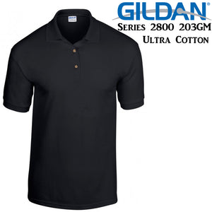 Gildan Jersey POLO Collar T-SHIRT Black tee S - XXL Ultra Cotton
