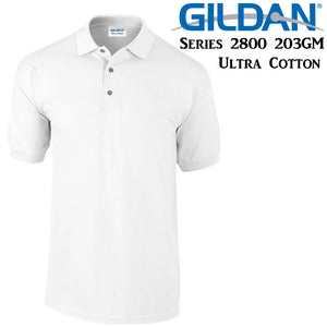 Gildan Jersey POLO Collar T-SHIRT White tee S - XXL Ultra Cotton