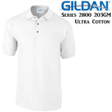 Gildan Jersey POLO Collar T-SHIRT White tee S - XXL Ultra Cotton