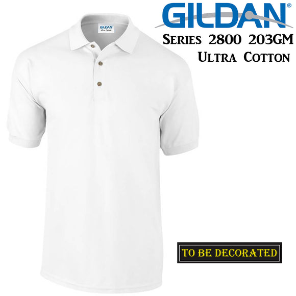 Gildan Jersey POLO Collar T-SHIRT White tee S - XXL Ultra Cotton