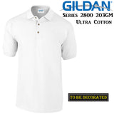 Gildan Jersey POLO Collar T-SHIRT White tee S - XXL Ultra Cotton