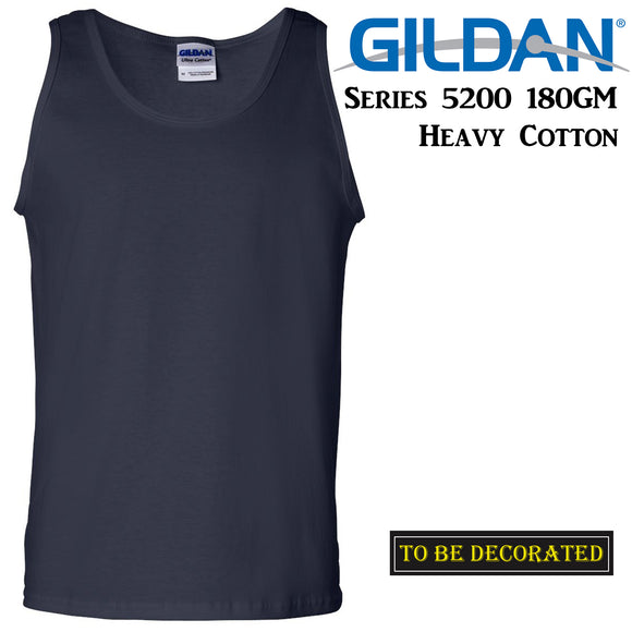 Gildan Navy Blue Tank Top Singlet Shirt S - 2XL Small Big Men's Heavy Cotton