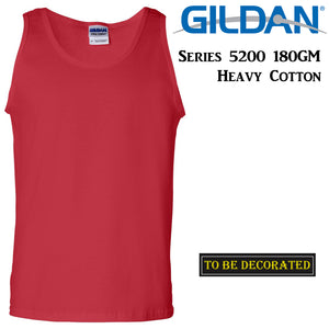 Gildan Red Tank Top Singlet Shirt S - 2XL Small Big Men's Heavy Cotton