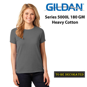 Gildan Female Ladies Womens Heavy Cotton Basic Charcoal T-Shirt Tee Tops