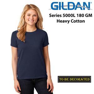 Gildan Female Ladies Womens Heavy Cotton Basic Navy Blue T-Shirt Tee Tops