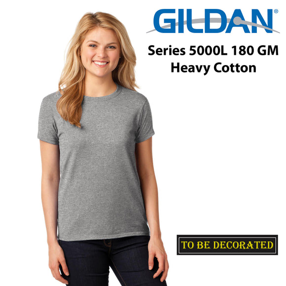 Gildan Female Ladies Womens Heavy Cotton Basic Sport Grey T-Shirt Tee Tops
