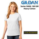 Gildan Female Ladies Womens Heavy Cotton Basic White T-Shirt Tee Tops