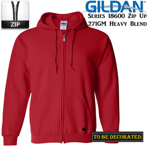 Gildan Red Zip Up Hoodie Heavy Blend Hooded Sweatshirt Sweater Sweat
