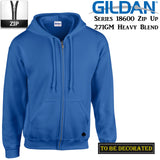 Gildan Royal Blue Zip Up Hoodie Hooded Sweatshirt Sweater Fleece