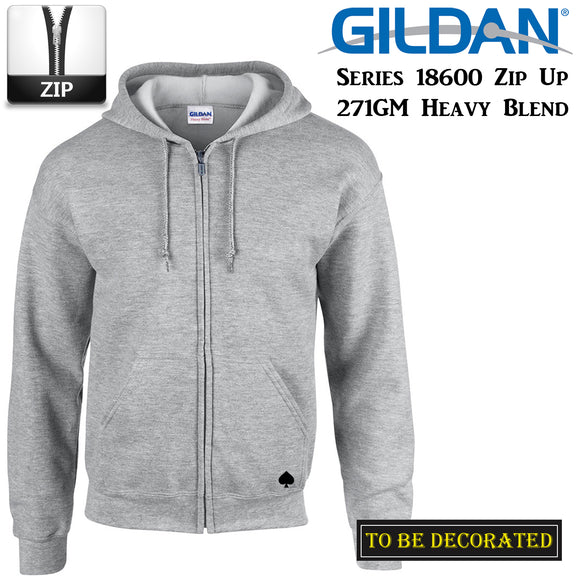 Gildan Sport Grey Zip Up Hoodie Hooded Sweatshirt Sweater Fleece Men