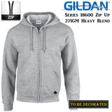 Gildan Sport Grey Zip Up Hoodie Hooded Sweatshirt Sweater Fleece Men
