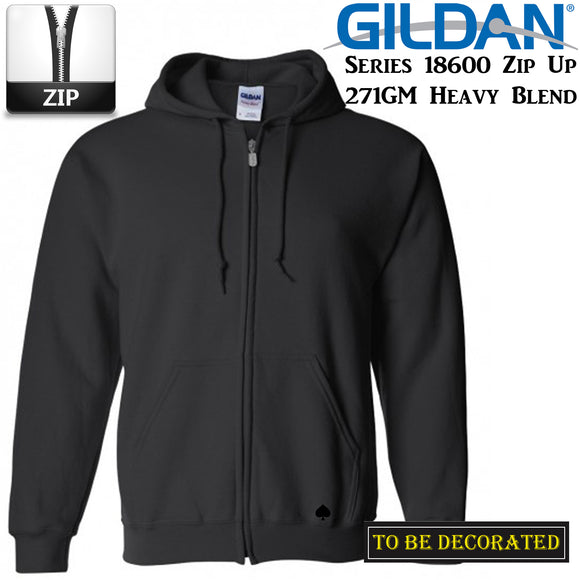 Gildan Black Zip Up Hoodie Heavy Blend Basic Hooded Sweatshirt Sweater Men