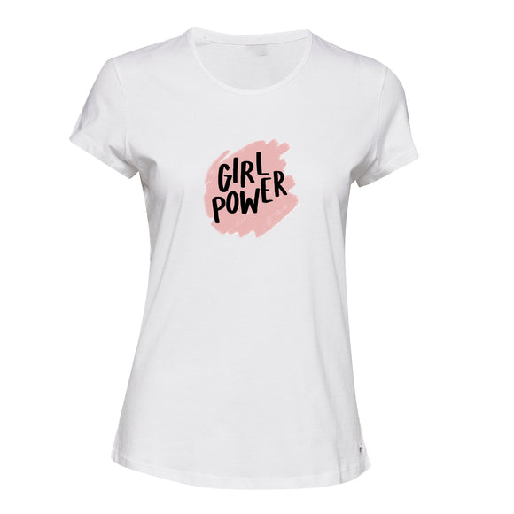 Girl Power Pink Sign Art White Female Ladies Women T Shirt Tee Top