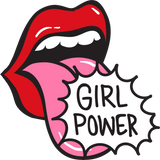 Girl Power Mouth Tongue Sign Pop Art White Female Ladies Women T Shirt Tee Top
