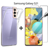 Samsung Galaxy S21 Clear Back Case Cover and Tempered Glass Screen Protector